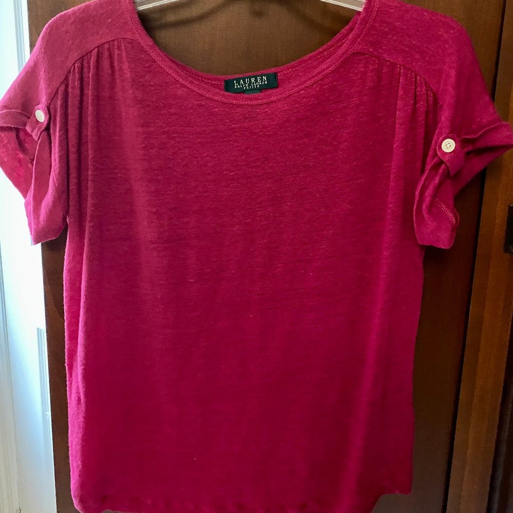 Ralph Lauren Fuchsia Blouse ~ Petite Medium